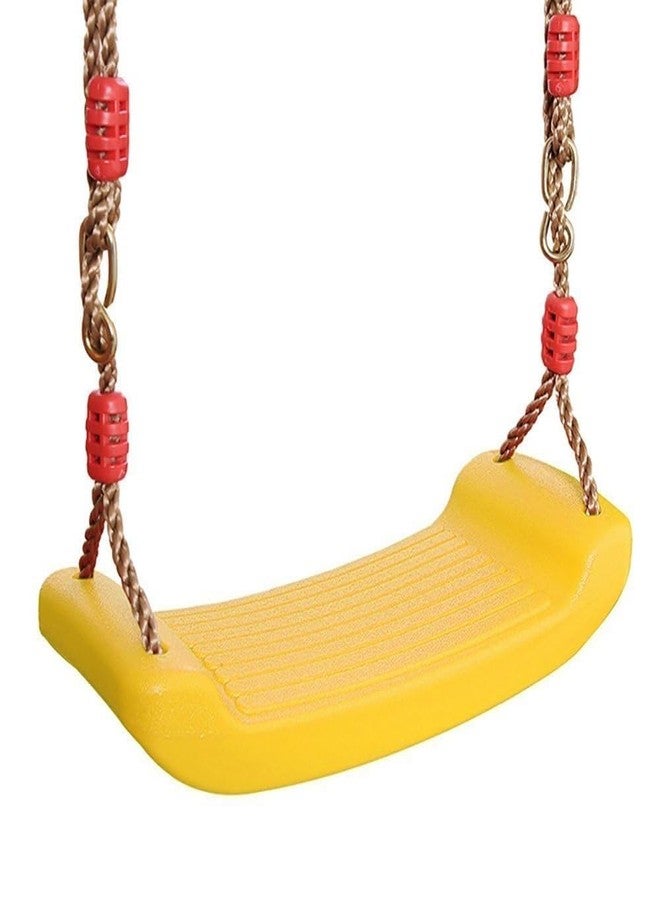 CHARMING TREASURES Kids Indoor Outdoor Plastic Swing Seat with Height Adjustable Rope Strong Tree Swing for Playground Backyard Holds 120Kg for 3-12 Years Kids Children (Yellow) - Image 1